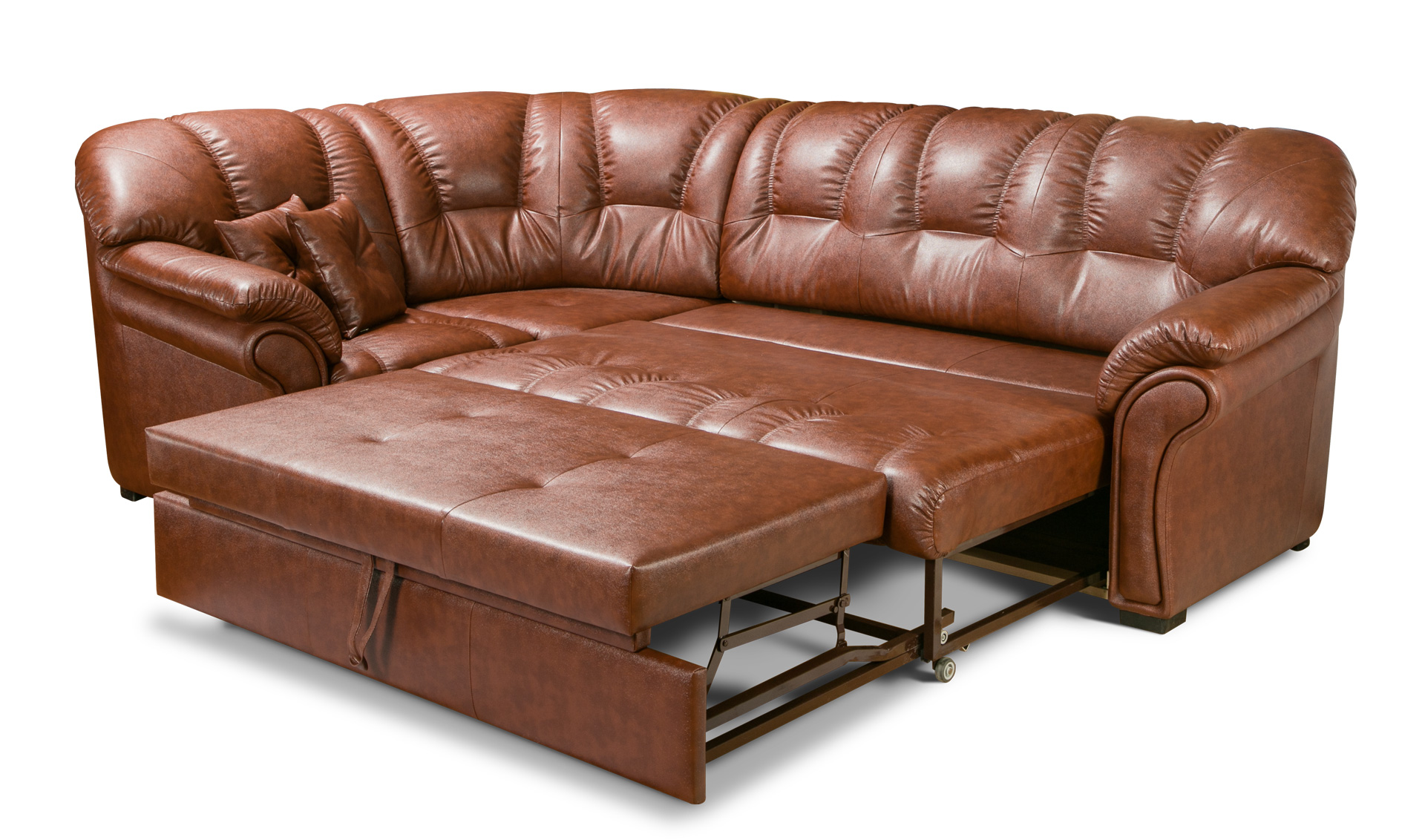 кожаный диван на металлическом каркасе